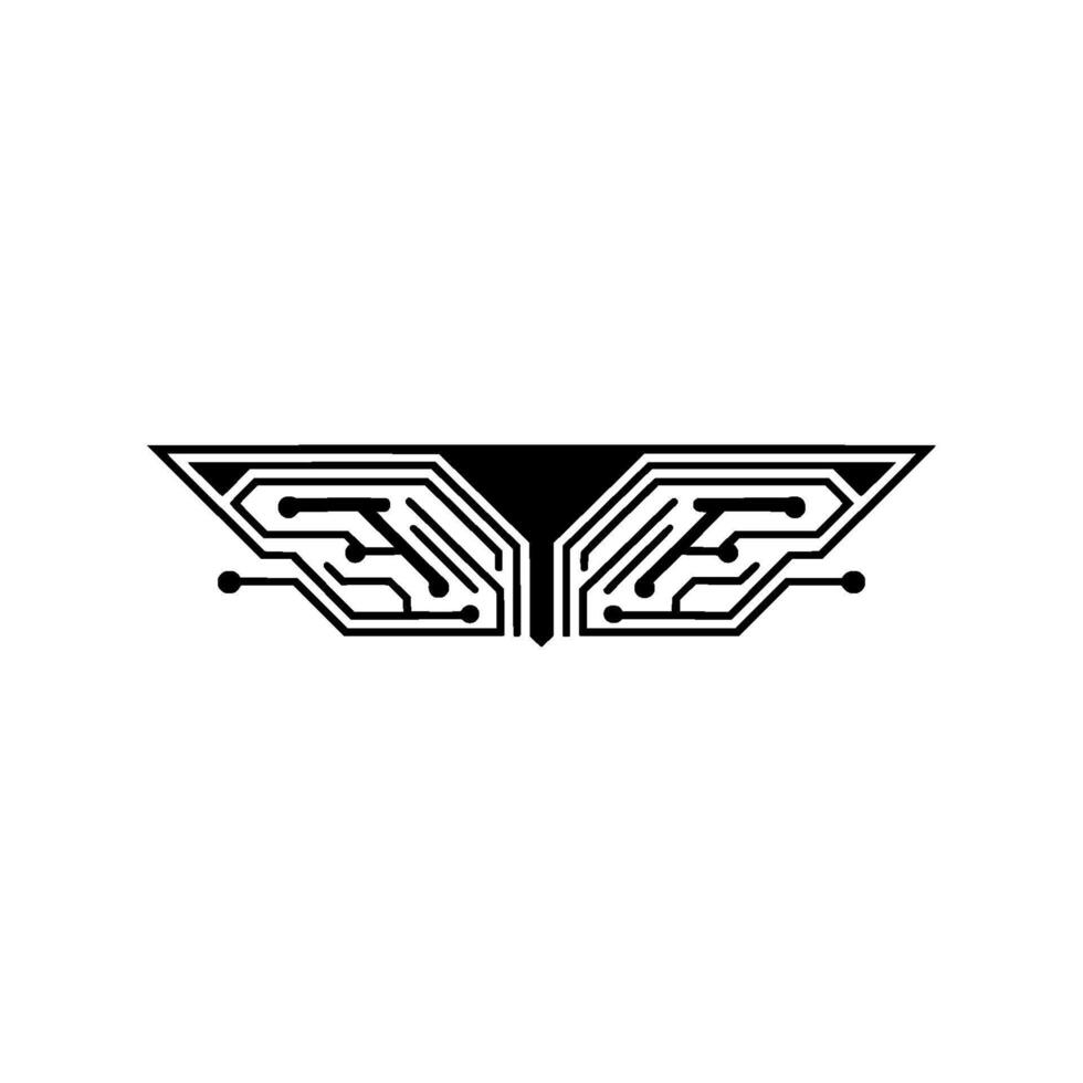 Abstract Circuit Board Wing, Minimalist Tech vector