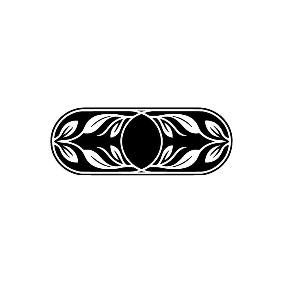 Elegant Black White Floral Oval on White Background vector
