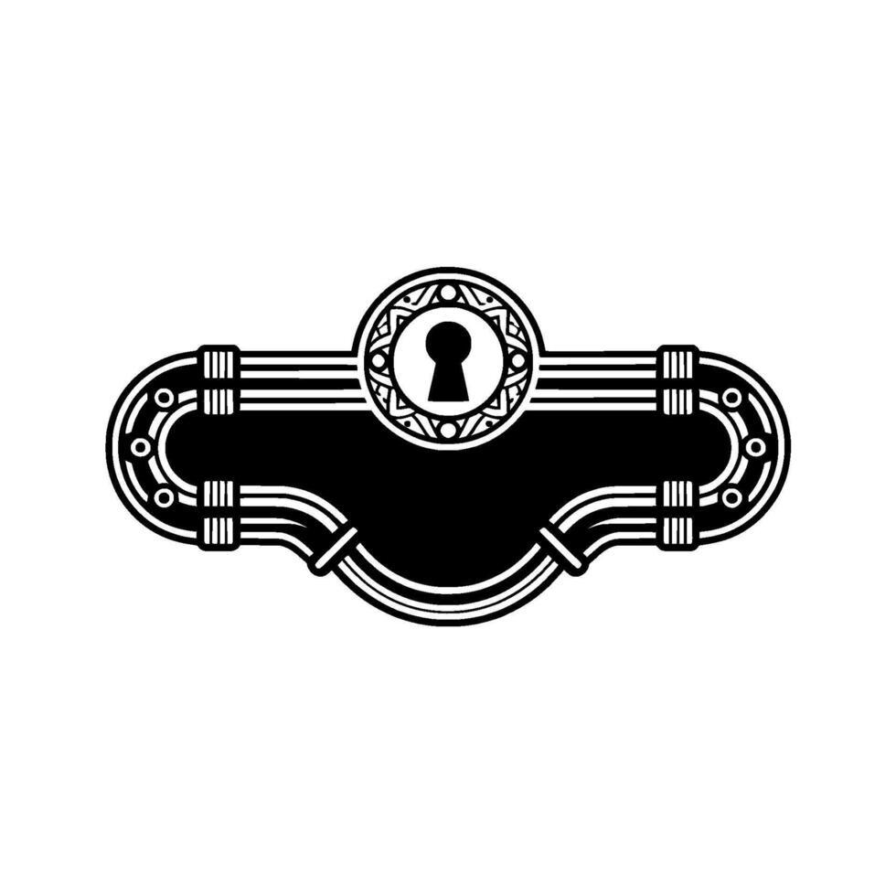Art Deco Keyhole, Black White, Ornate, Minimalist vector