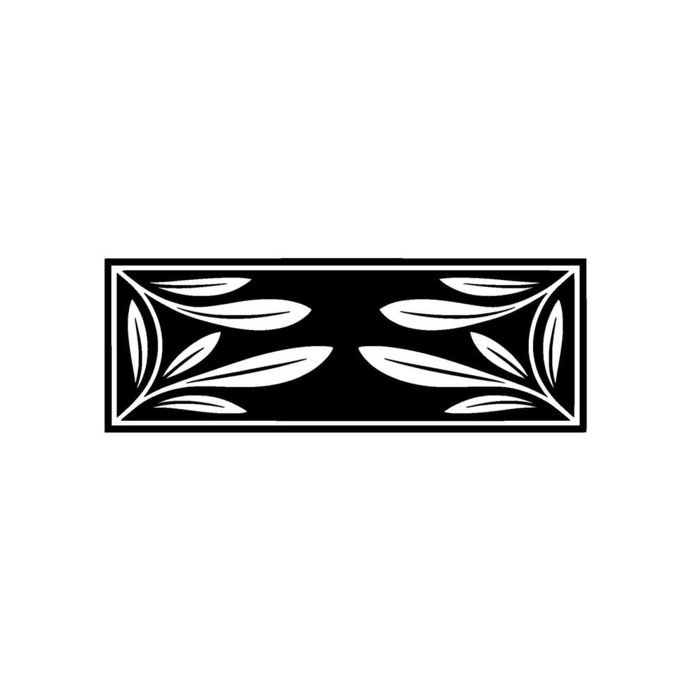 Minimalist Decorative Frame with Leaf Motifs, Black and White vector