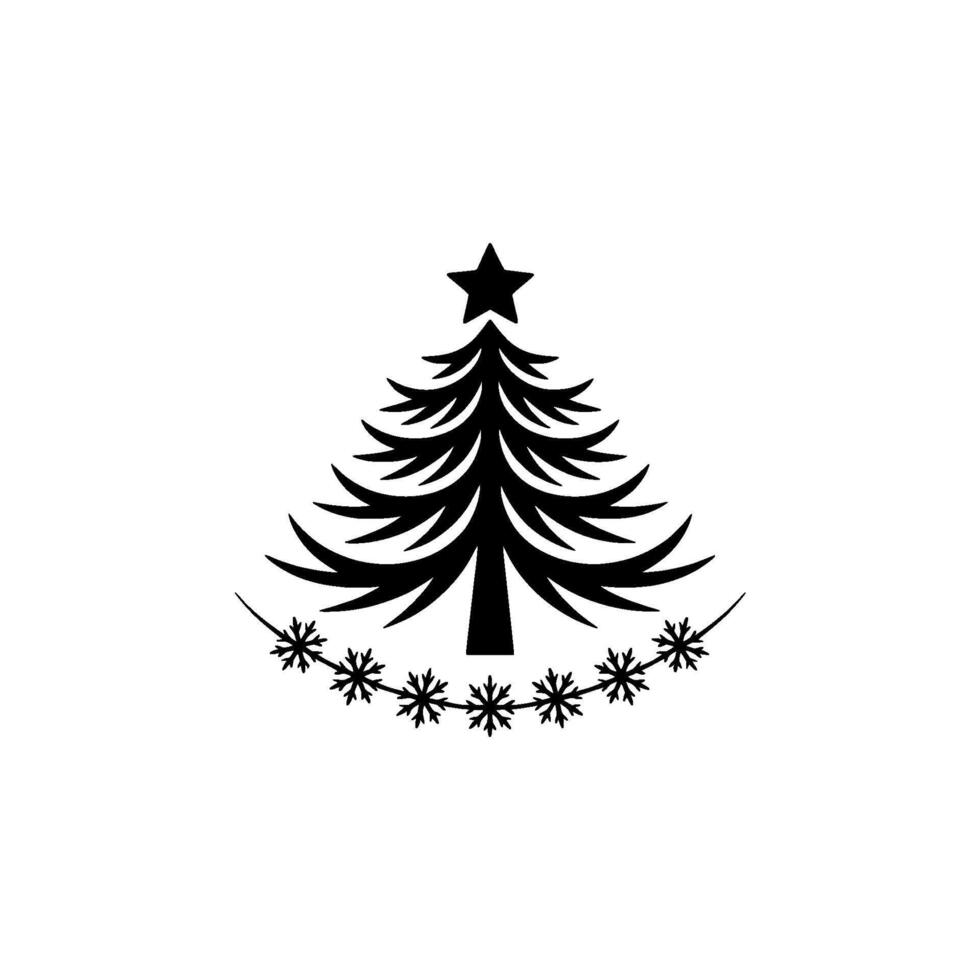 Minimalist Christmas Tree with Snowflakes Elegant Winter Holiday vector