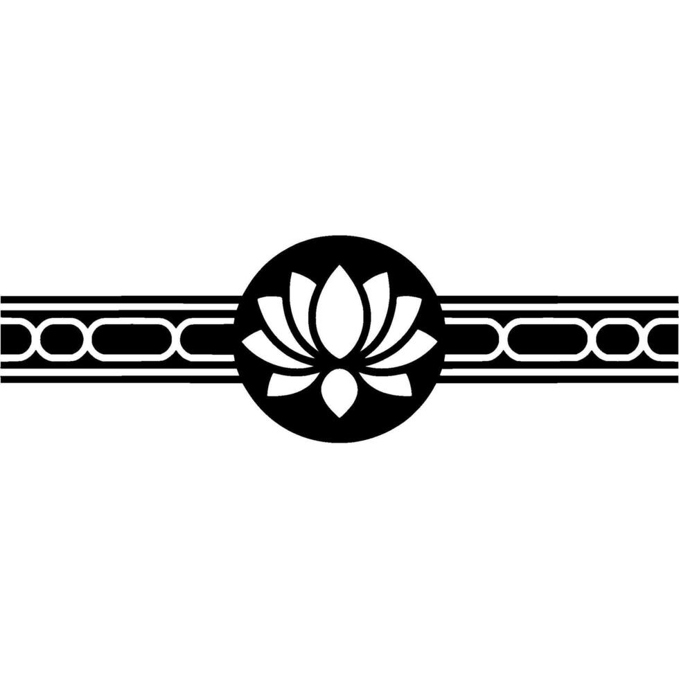 Minimalist Lotus Flower with Geometric Border on White vector