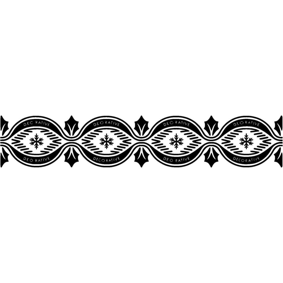 Black White Decorative Border with Snowflake Motifs vector