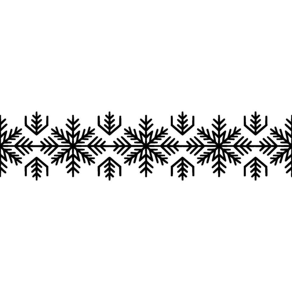 Minimalist Snowflake Border Black White Winter vector
