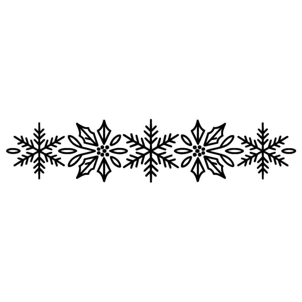 Elegant Black Snowflake Border on White Background Christmas vector