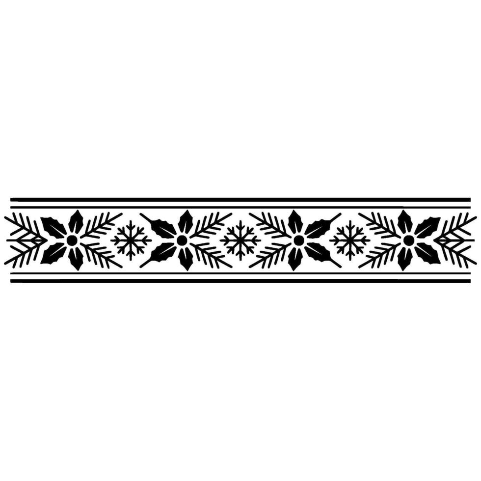 Festive Holiday Border Holly, Snowflakes, Evergreen Branches vector