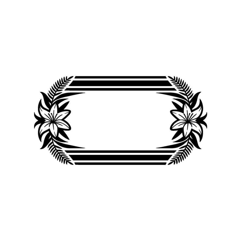 Elegant Floral Frame in Black White Tropical, Isolated vector