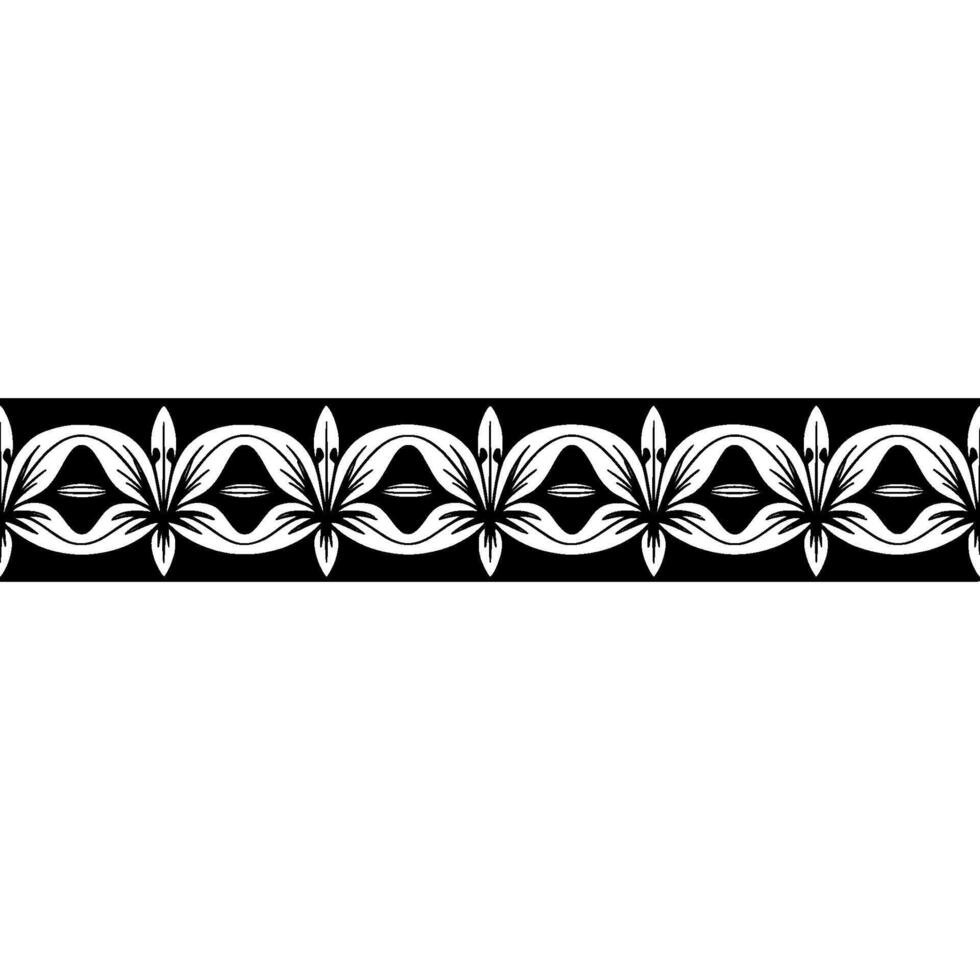 Elegant Black and White Floral Border - Geometric vector