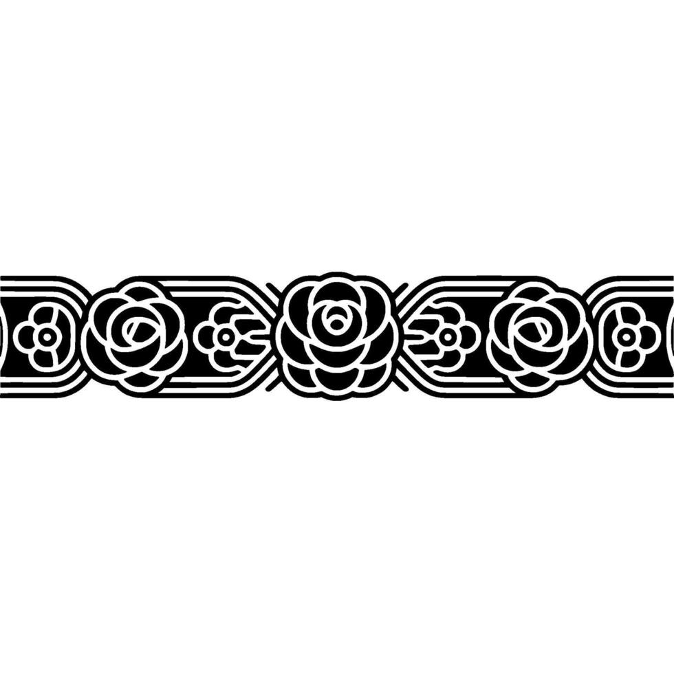 Elegant Rose Border Black and White Pattern vector