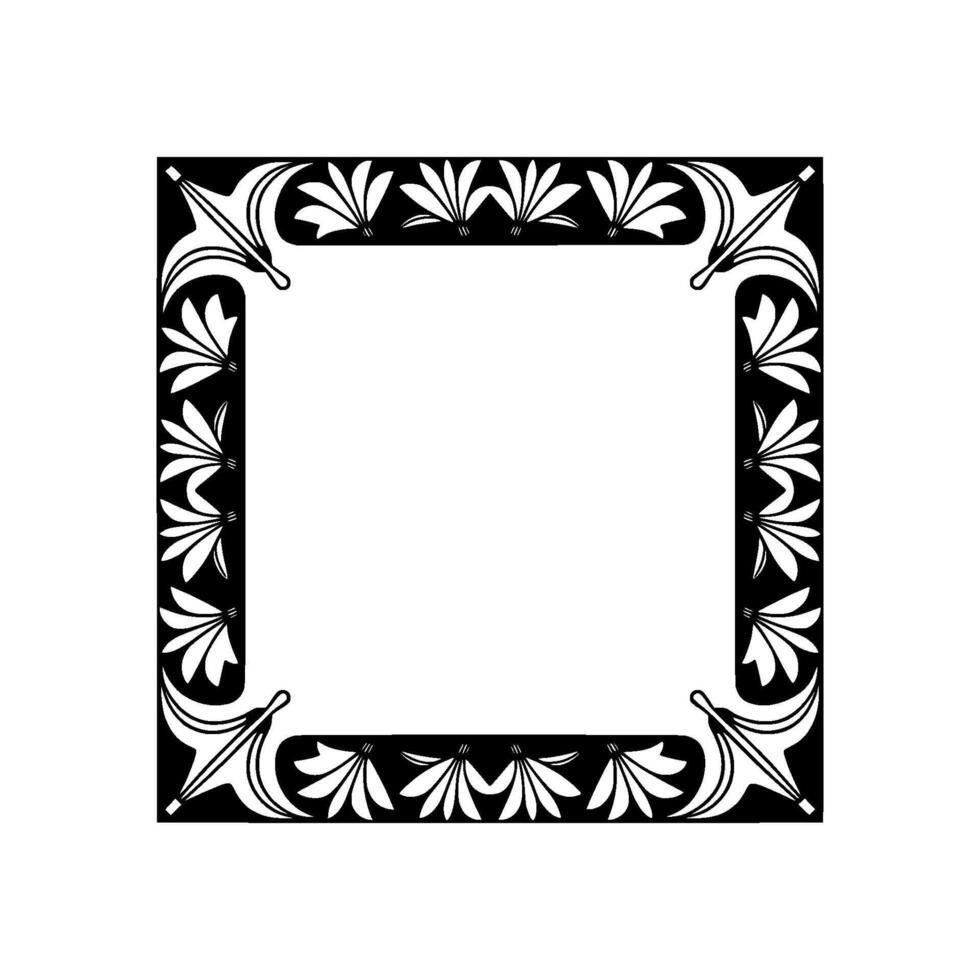 Art Deco Floral Frame Elegant Black and White Border - Art deco vector