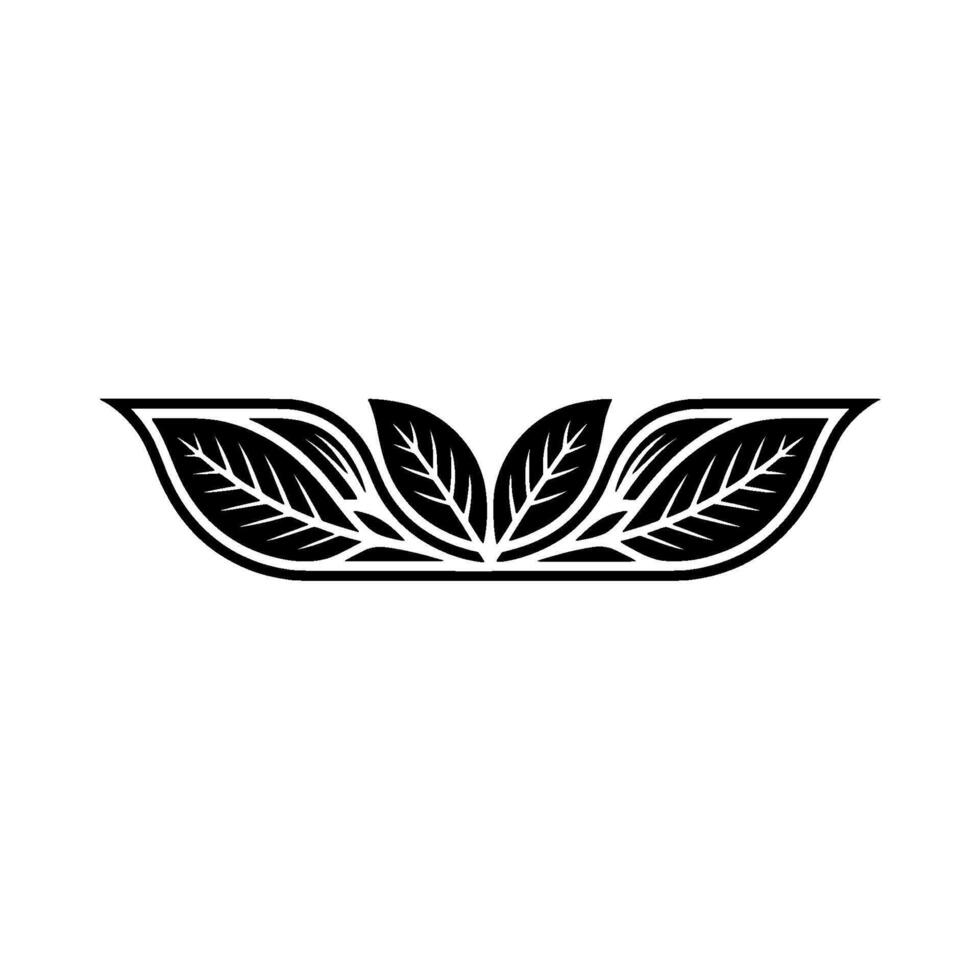 Minimalist Leaf Motif in Black on White, Elegant Element vector