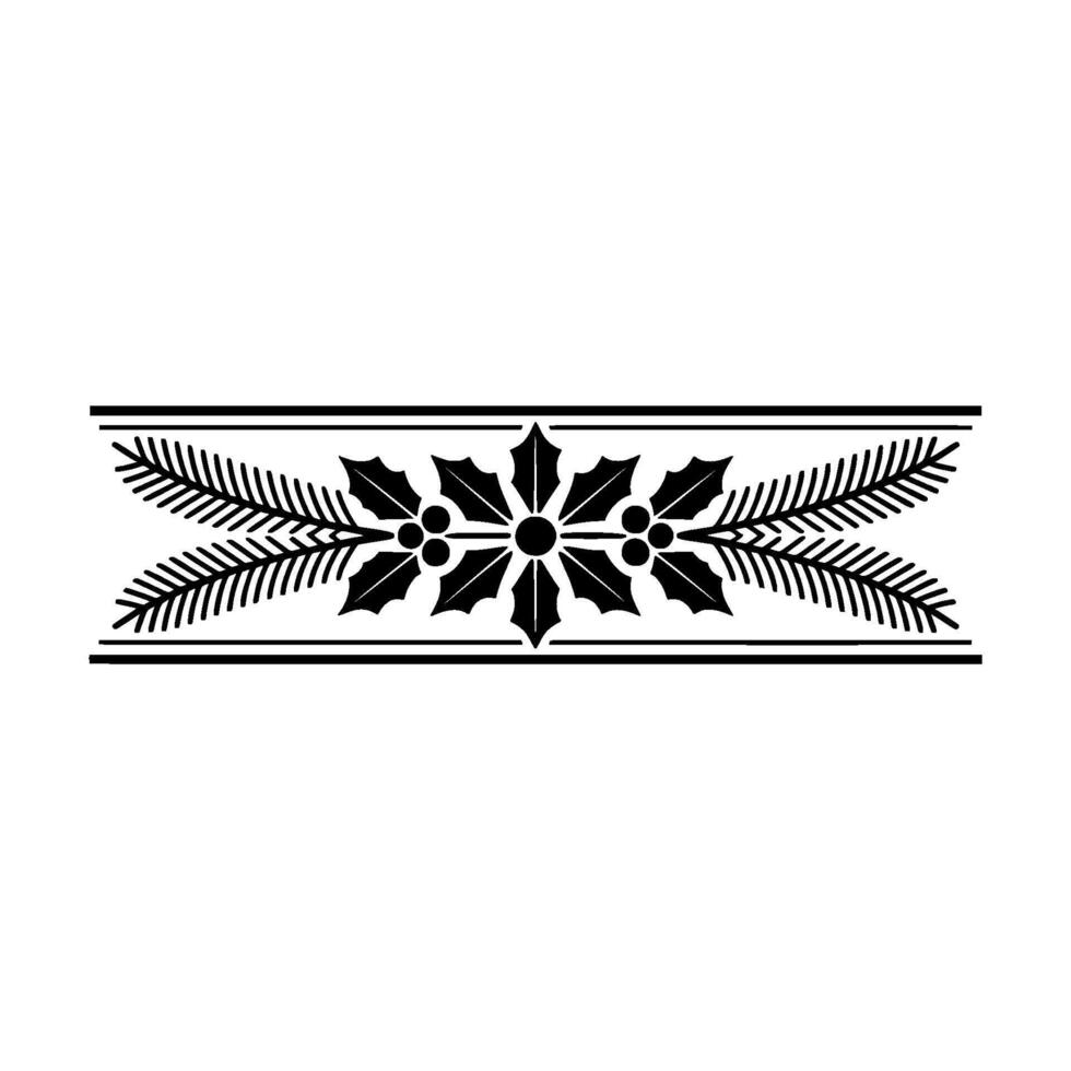Minimalist Christmas Border Holly, Berries, Pine in Retro vector