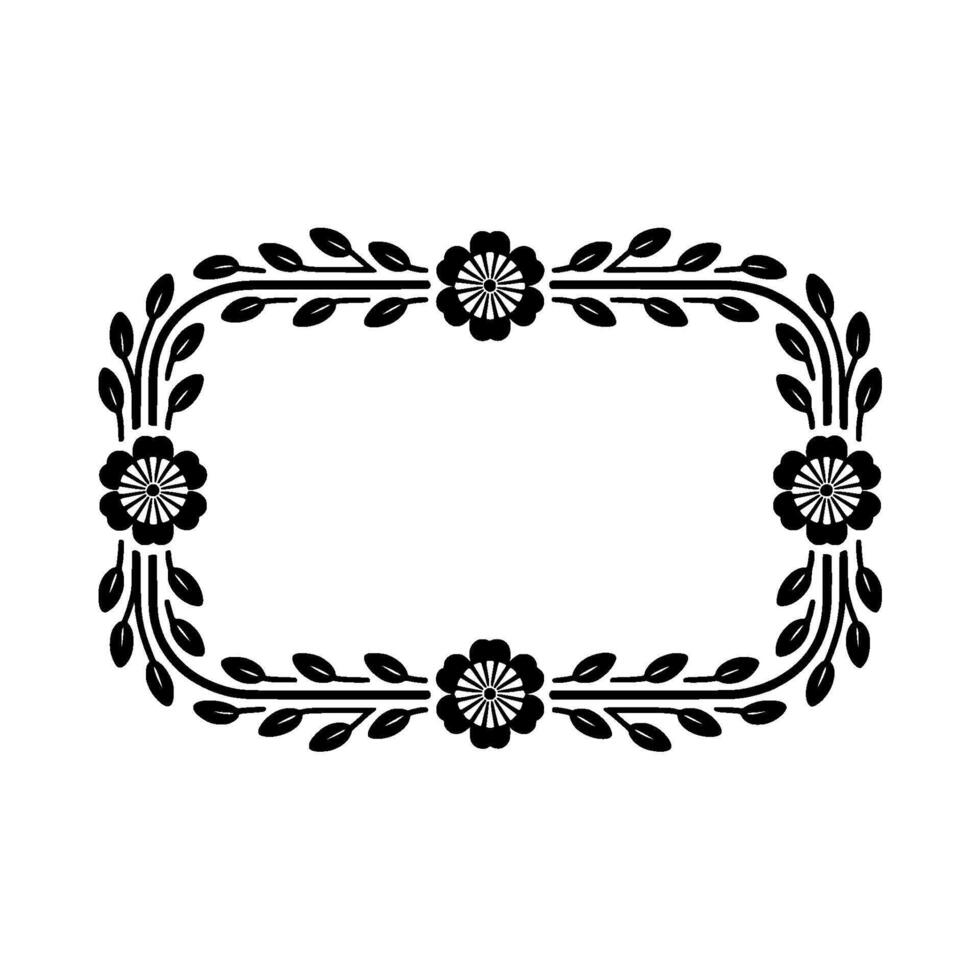 Floral Frame Border, Minimalist Black White Decorative vector
