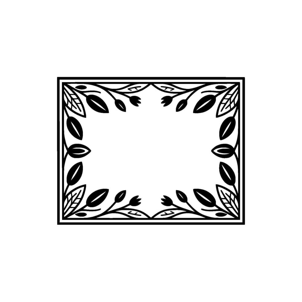 Elegant Botanical Frame Black White Leaf Border For Invitation Or Decor vector