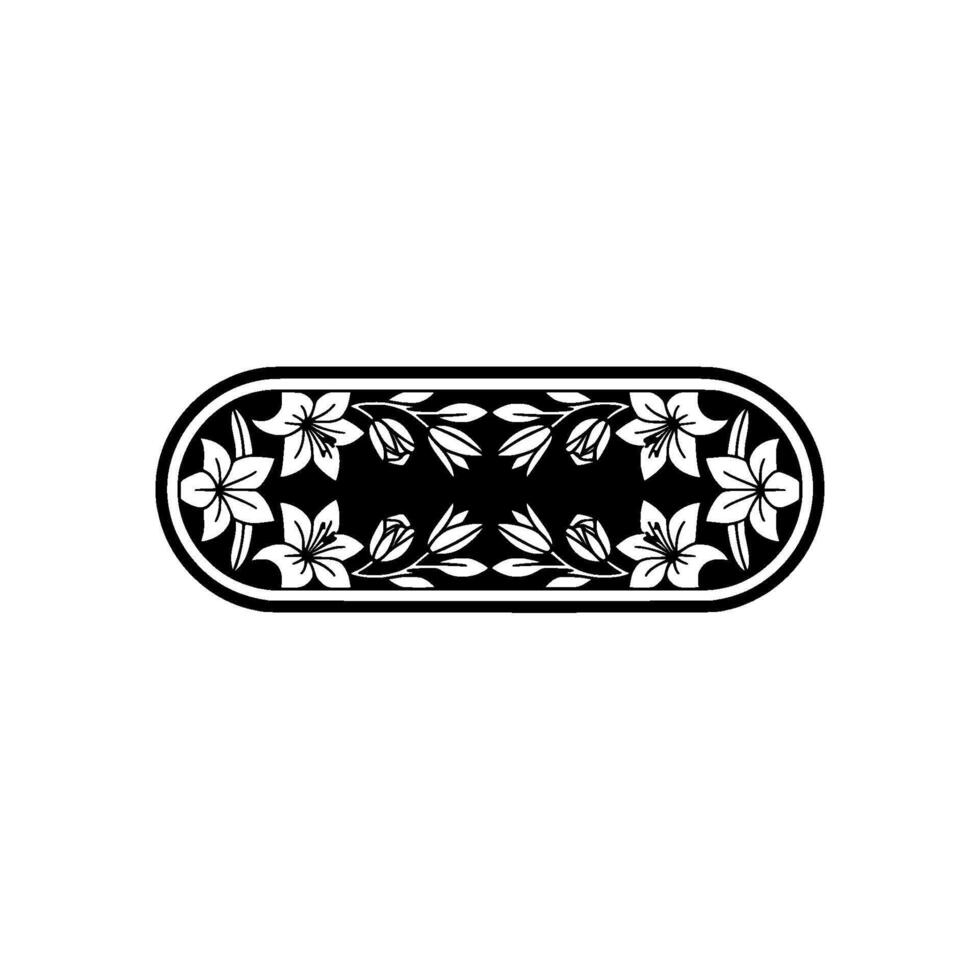 Elegant Floral Oval Frame Black and White Decorative Border vector