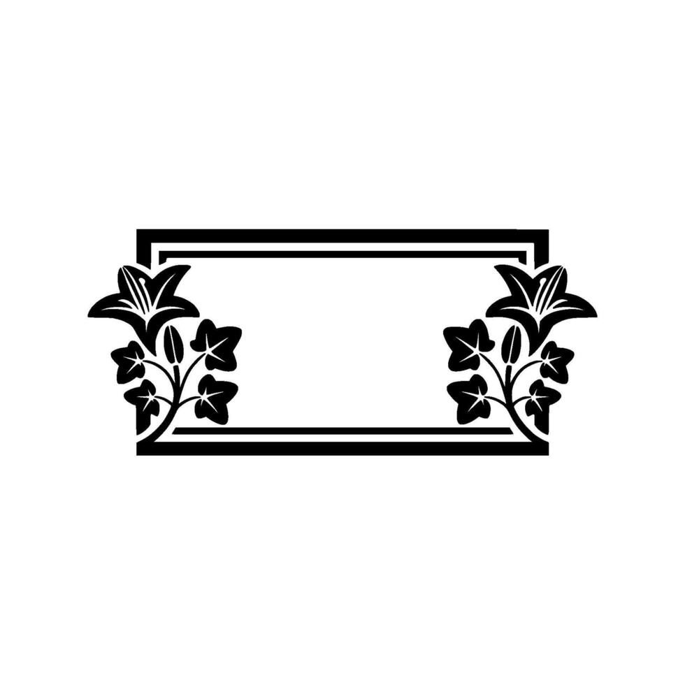 Elegant Floral Frame in Black White For vector