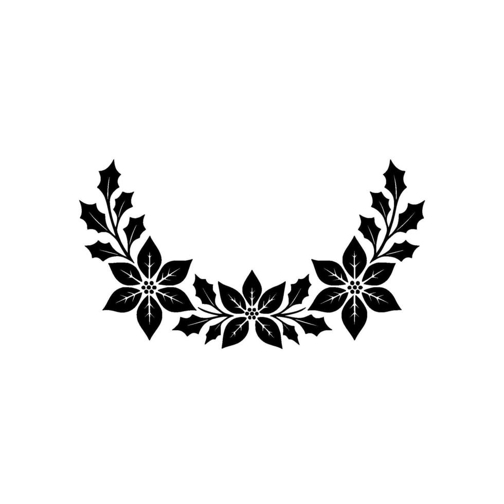 Elegant Black Poinsettia Holly Wreath on Cream Background vector
