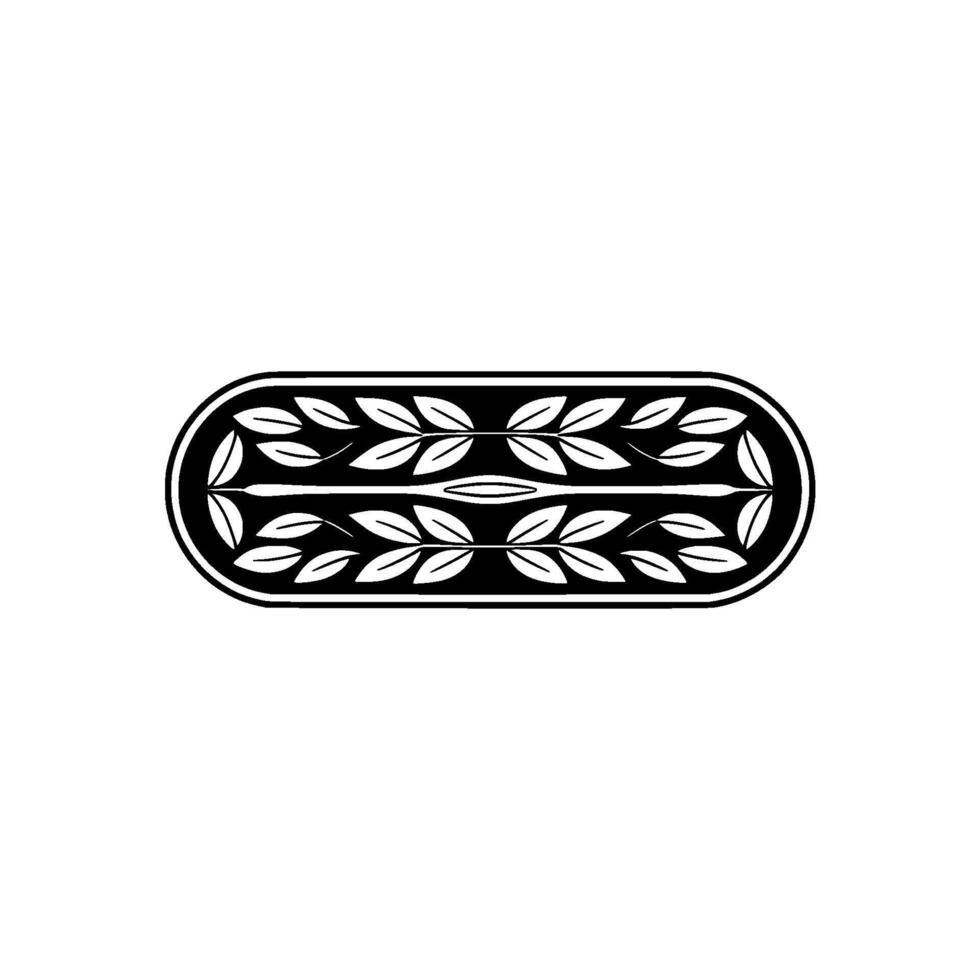 Minimalist Leaf, Black and White, Oval Frame, Decorative Element vector