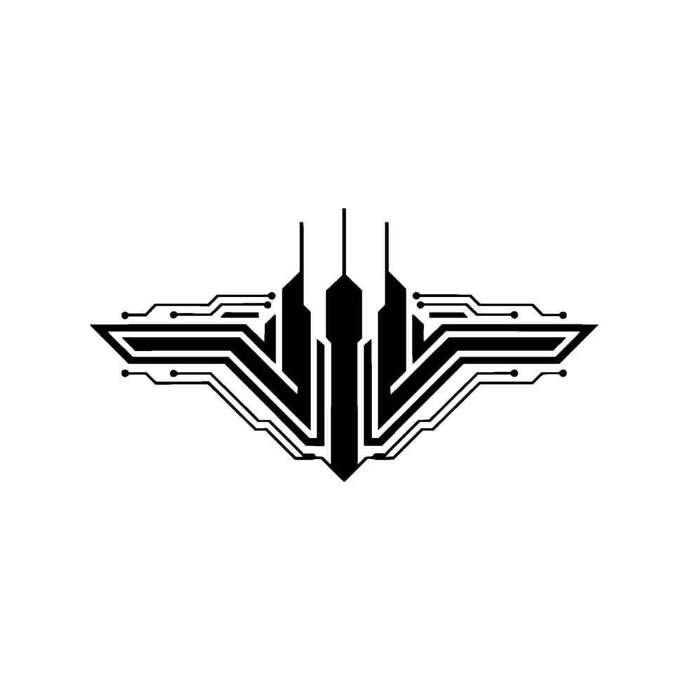 Minimalist Tech Circuit Board Abstract Shape on White vector
