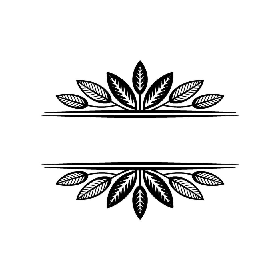 Black and White Leaf Frame Elegant Botanical vector
