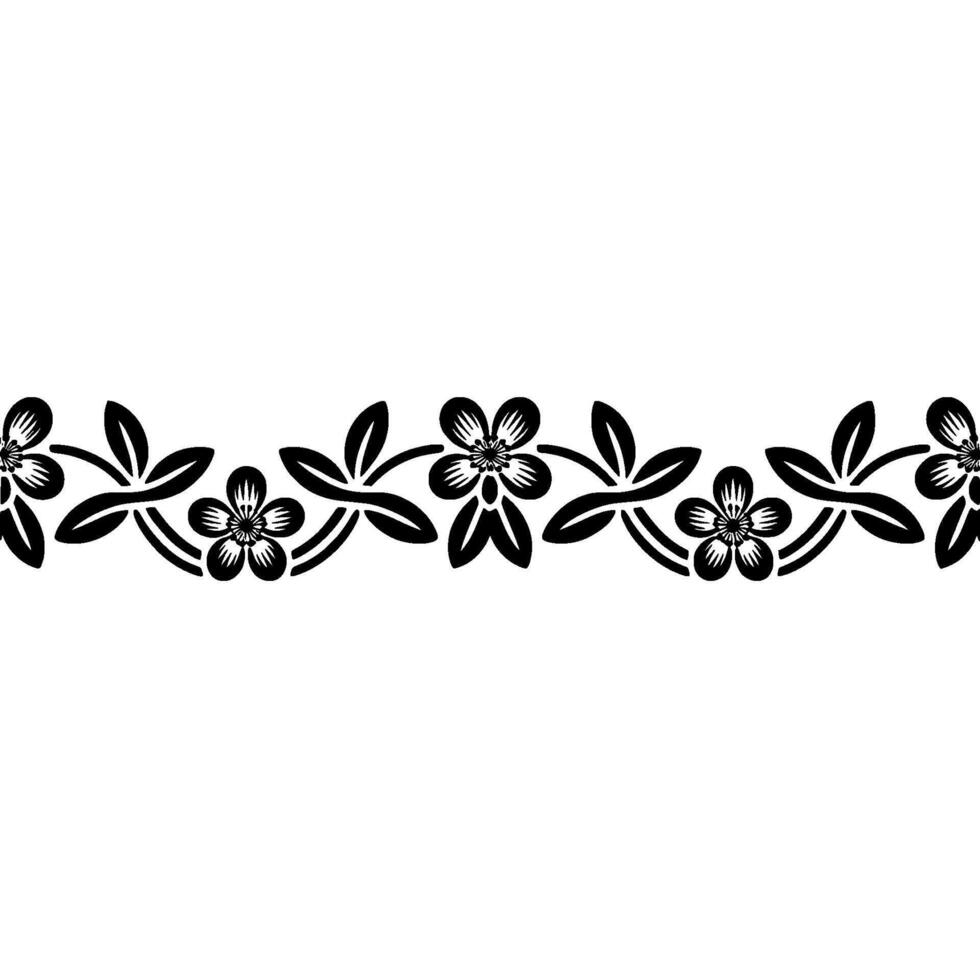 Minimalist Floral Border Elegant Black White Pattern - Minimal vector