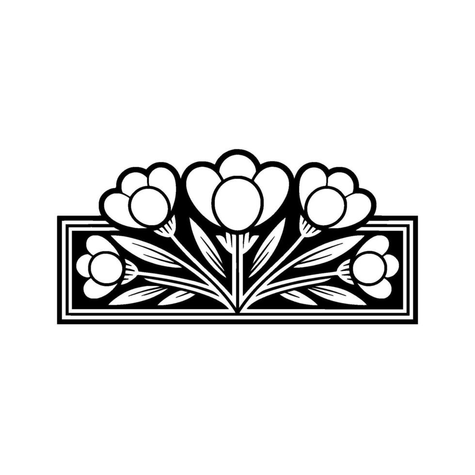 Art Nouveau Floral Border Elegant Black and White - Art nouveau vector
