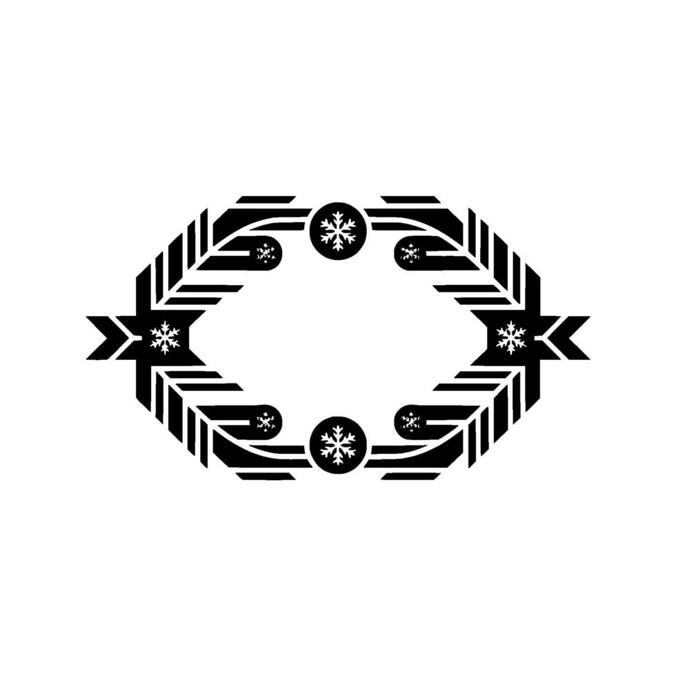 Geometric Winter Frame with Snowflakes, Minimalist vector