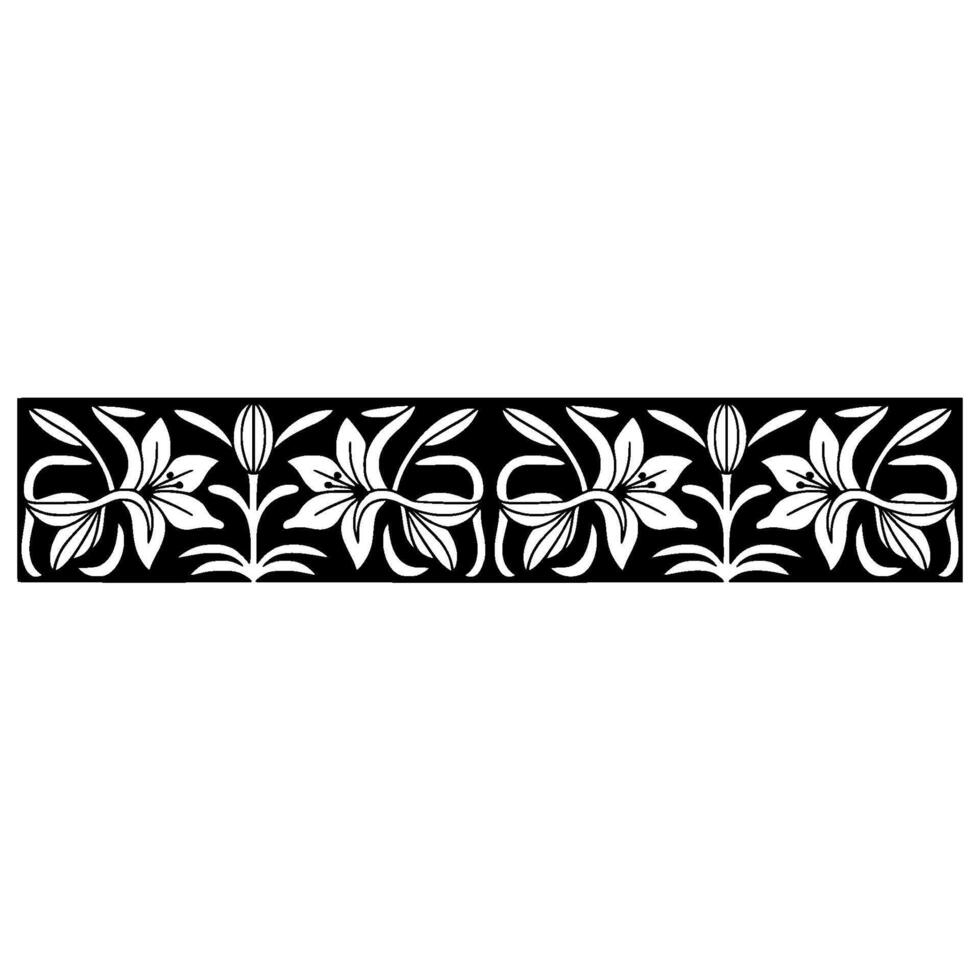 Elegant Lily Border in Black and White Floral vector