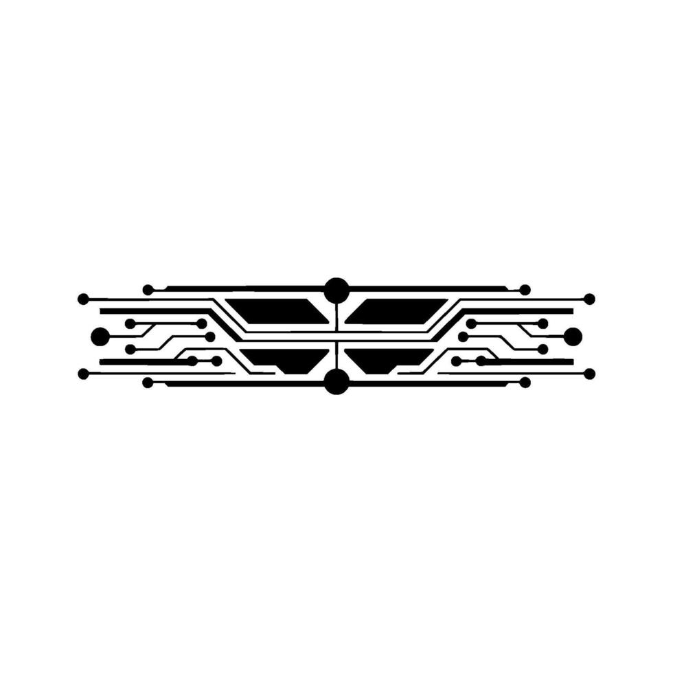 Tech Circuit Board Element in Black on White vector