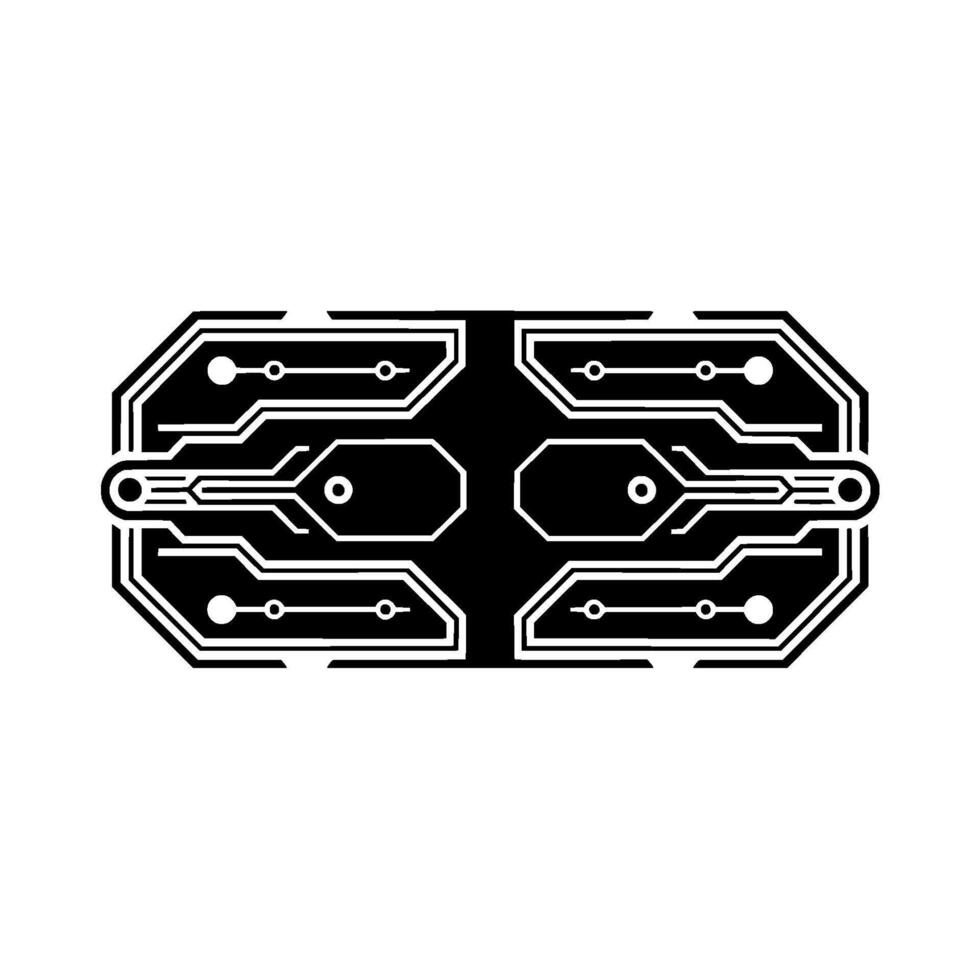 Abstract Circuit Board Diagram in Black and White on White Background vector