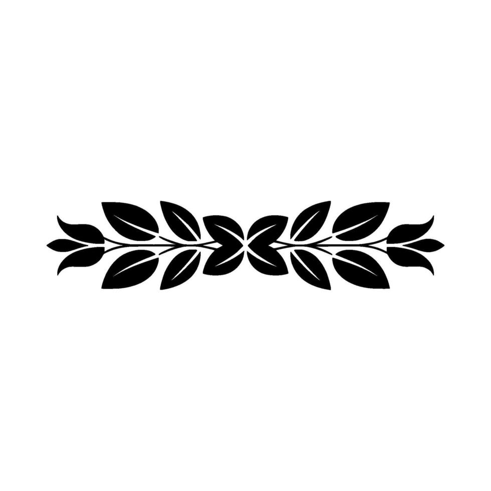 Elegant Black Leafy Border on White Background - Leaf vector