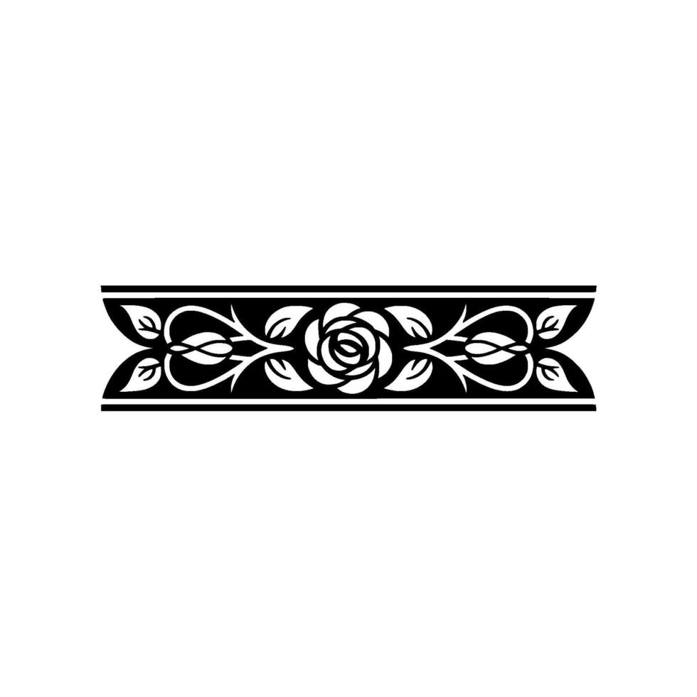 Elegant Black Floral Border on White Background - Floral arrangement vector