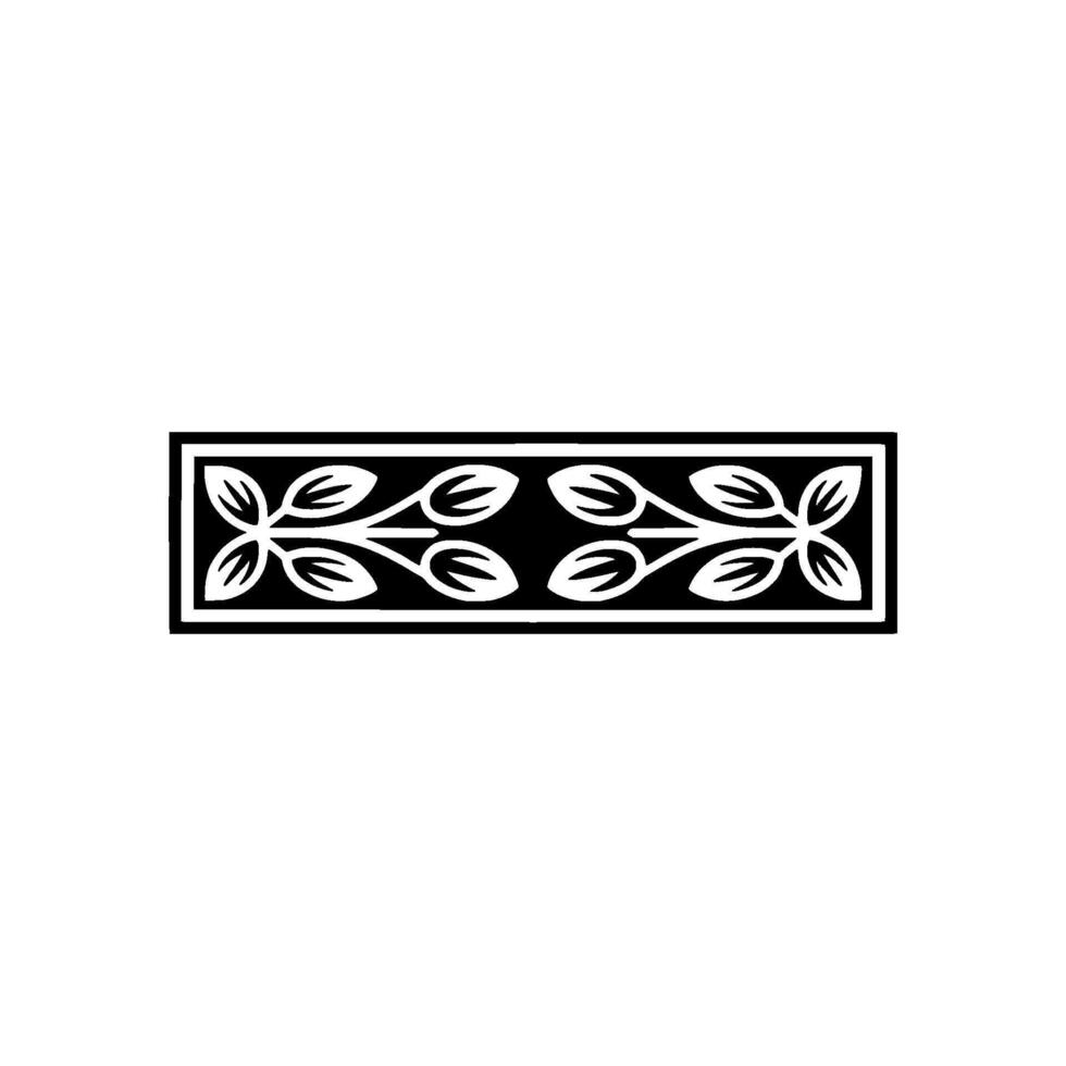 Geometric Floral Border in Black and White on White Background - Pattern vector