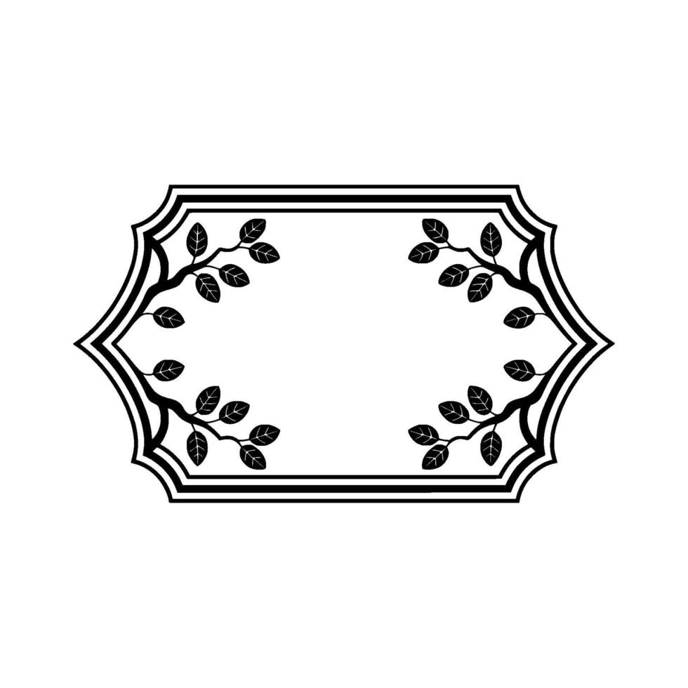 Elegant Black White Botanical Frame on White Background vector