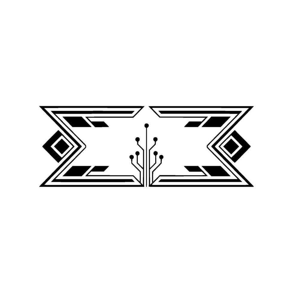 Techart Deco Modern Geometric with Circuitry Motif vector