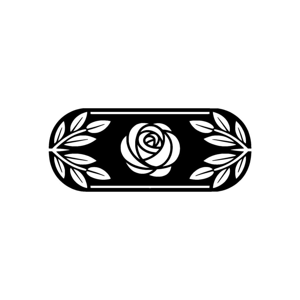 Elegant Rose Leaf Monogram, Black White vector