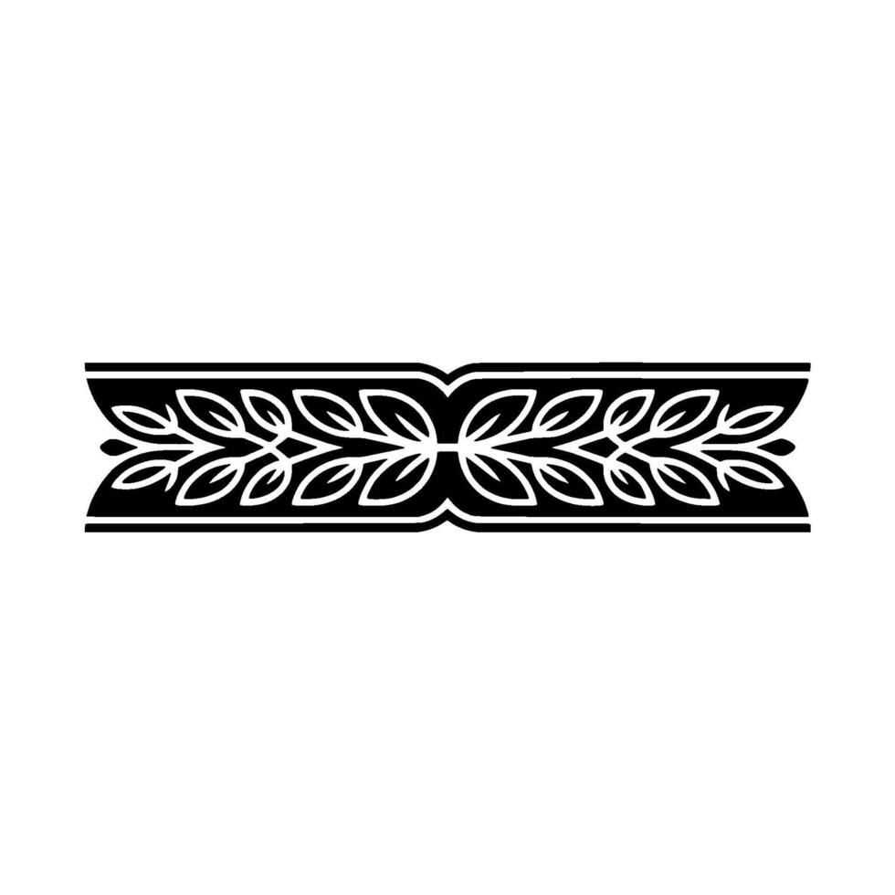 Ornamental Leaf Border, Minimalist Black White vector