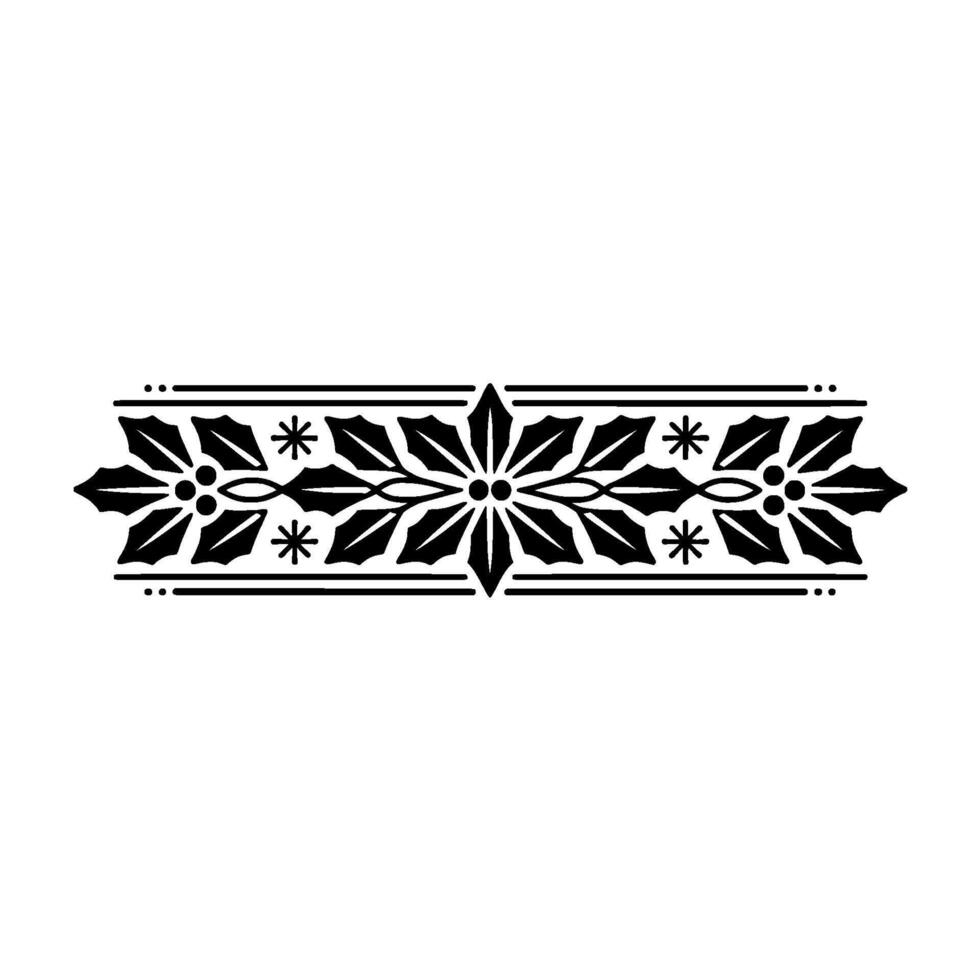 Elegant Black Holly Border Ornament on Cream Background vector
