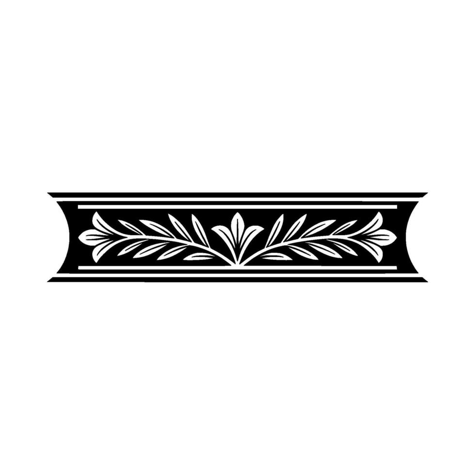 Elegant Black White Floral Ornament Border Element vector