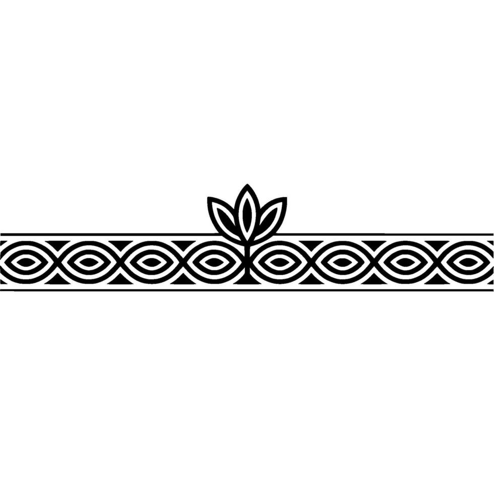 Minimalist Floral Border with Geometric Pattern, Black on White vector