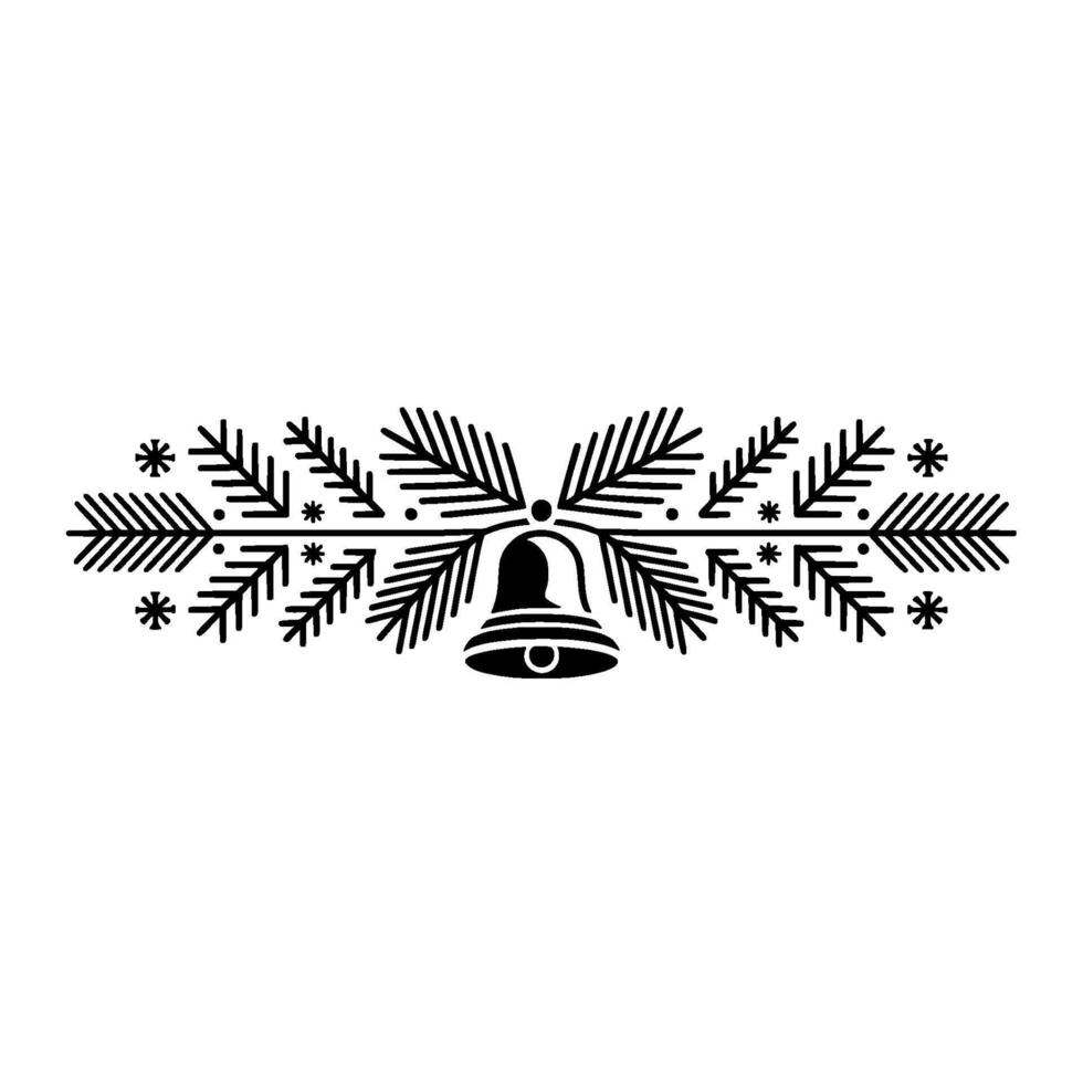 Minimalist Christmas Bell and Evergreen Branch vector