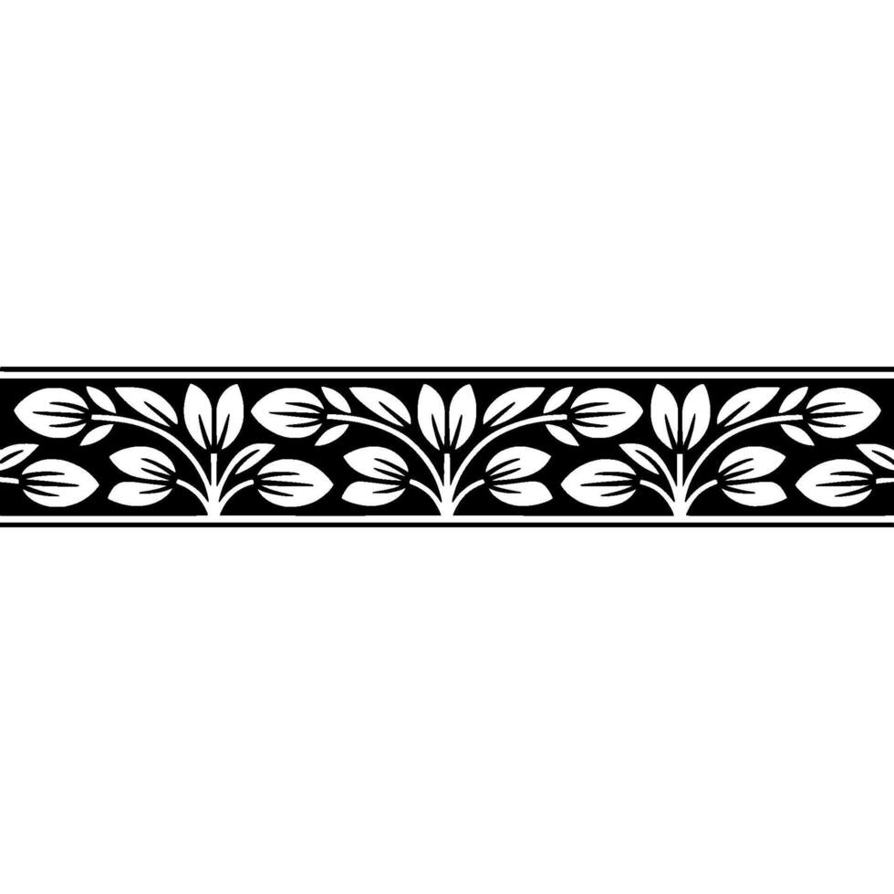Elegant Black White Floral Border, - Decorative vector