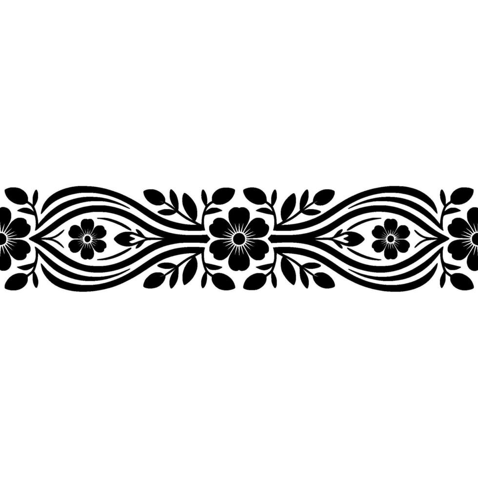 Elegant Floral Border, Black and White Decoration, Decorative Element vector