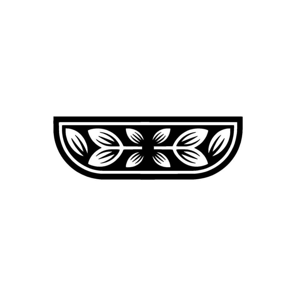 Elegant Black and White Floral Border Element, Minimalist - Leaves vector