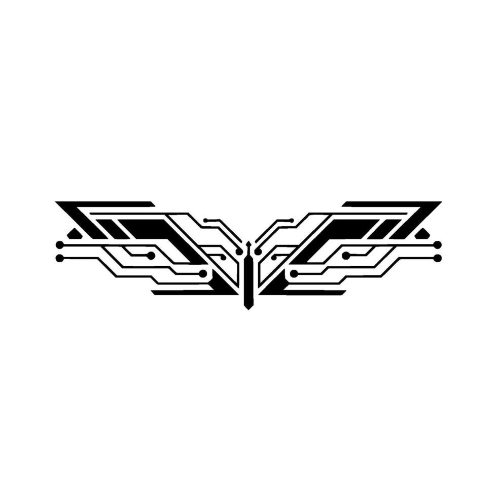 Tech Butterfly Abstract Circuit Board, Minimalist Style vector