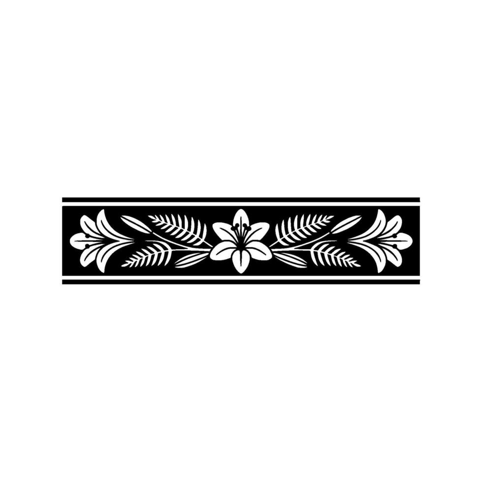 Elegant Black and White Floral Border - Lilies vector