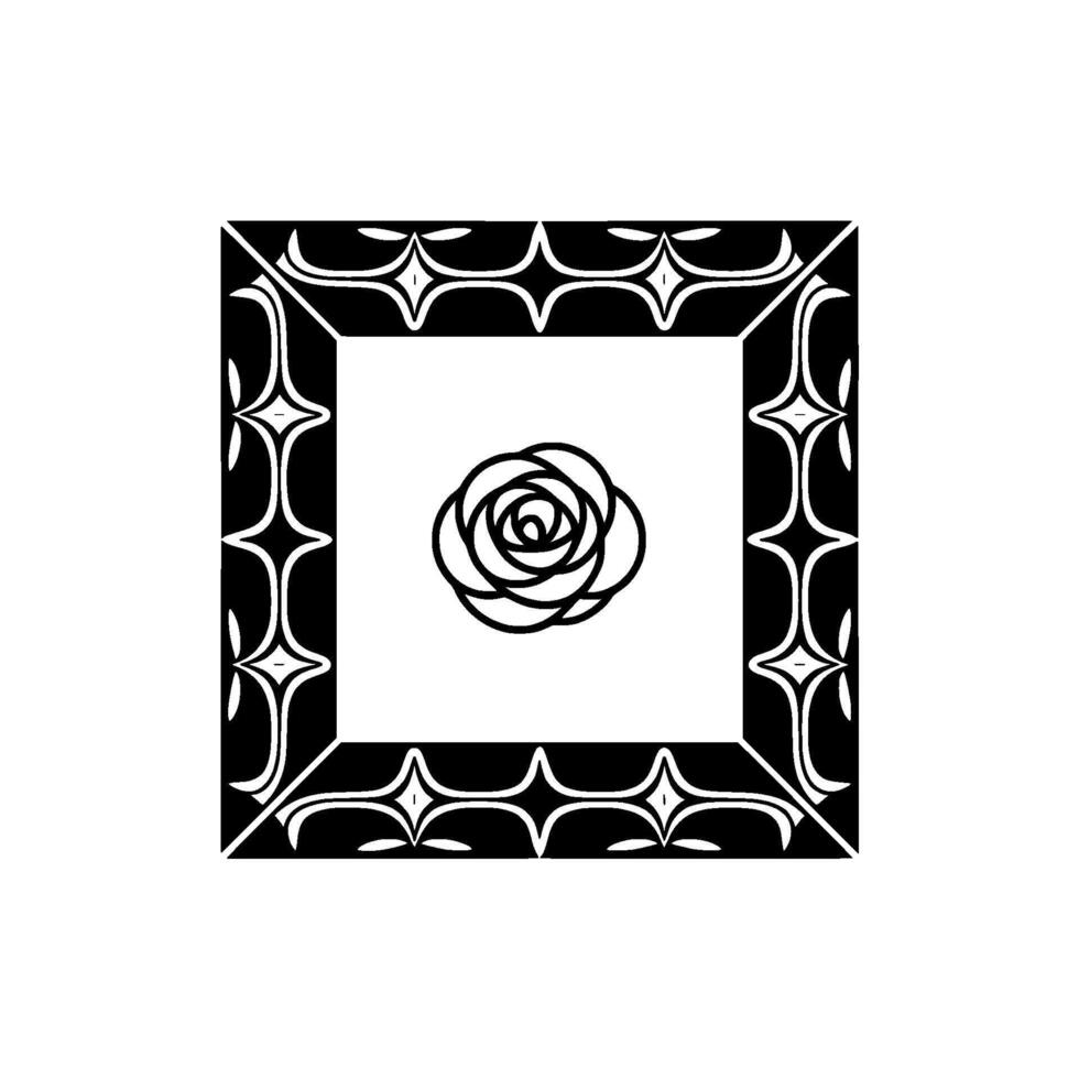 Elegant Art Deco Rose in Black and White Frame vector