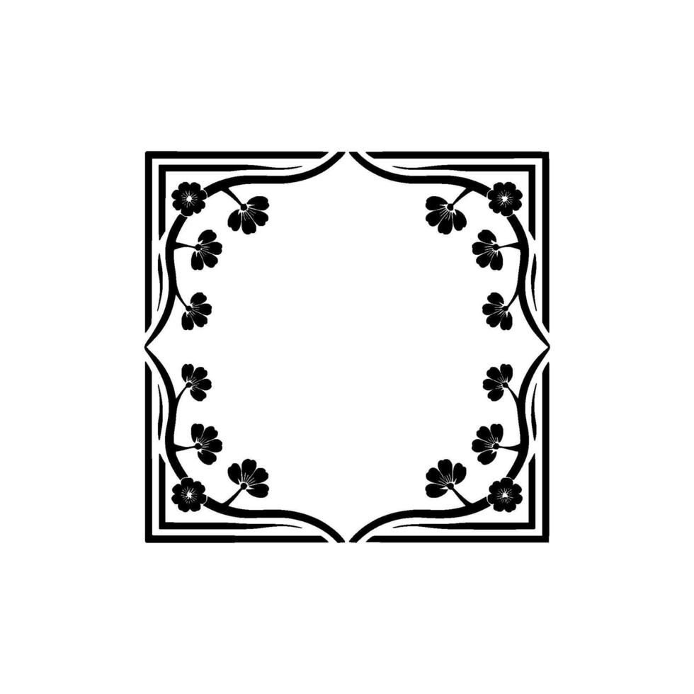 Minimalist Floral Frame Elegant Black and White Border vector