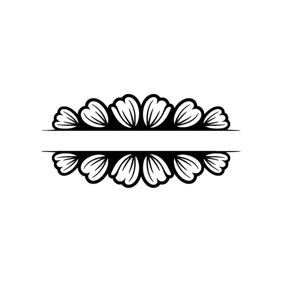 Elegant Floral Frame For Invitation, Black and White vector