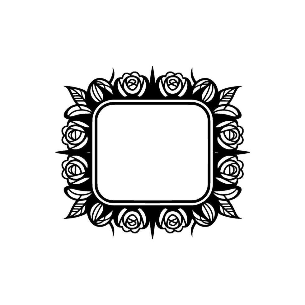 Elegant Black White Rose Frame Illustration For, Wedding Invitations vector